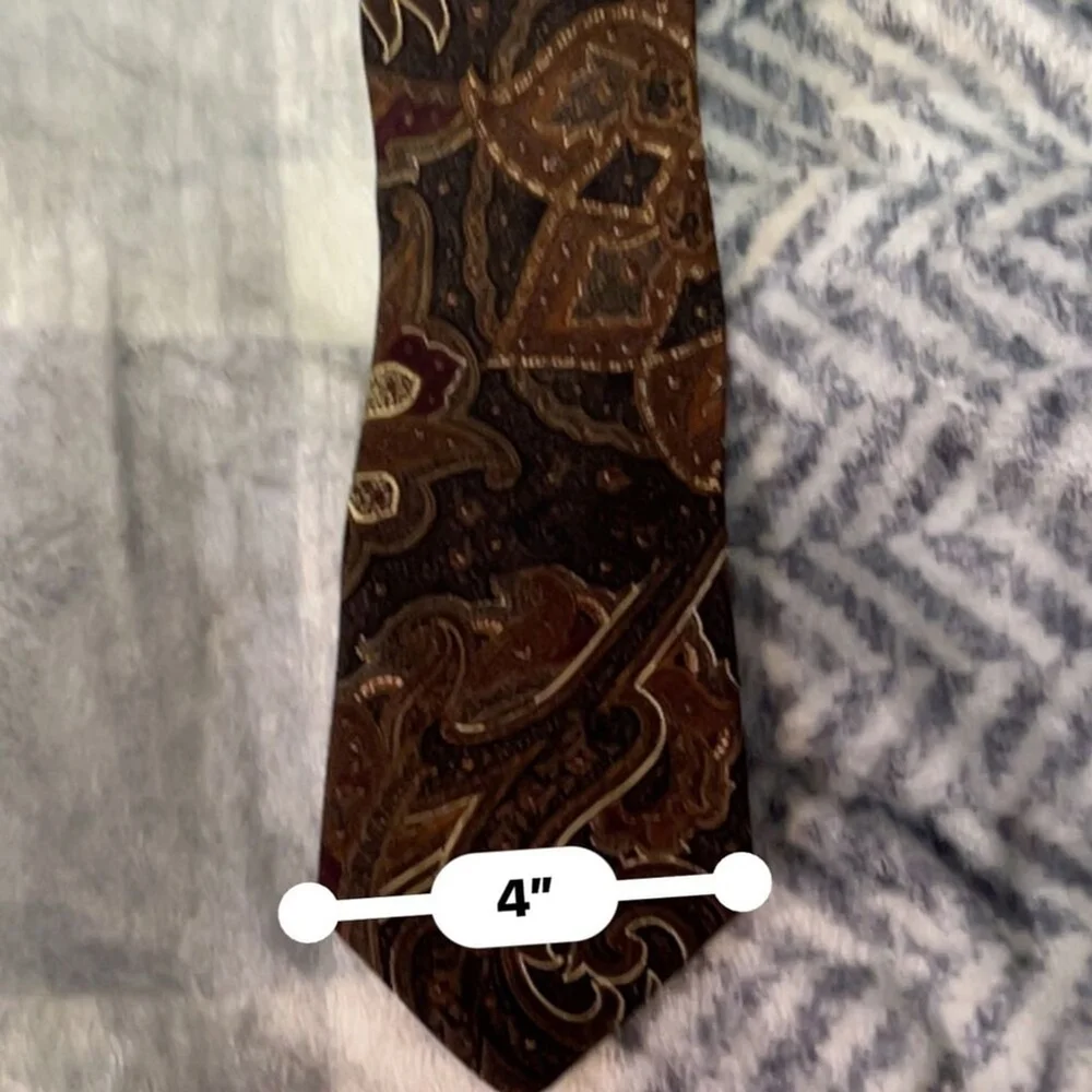 Robert Talbott Silk Paisley Tie Brown Gold